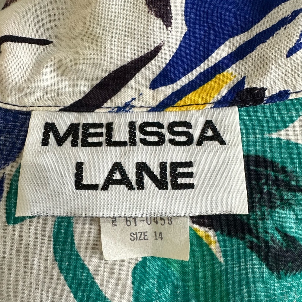 Vintage Melissa Lane Floral Dress 100% Cotton Multicolor Size 14 - Picture 10 of 12
